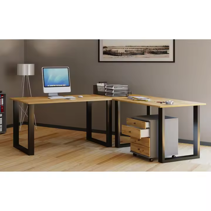 VCM Holz Schreibtisch | Eckschreibtisch schlicht | 190x160 | L Form links oder rechts | Arbeitstisch Platte 80 cm tief | Computertisch Büromöbel - Lona U - 1