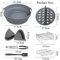 Juego De Accesorios Para Air Fryer Redondo Moldes De Silicona Repasadores De Horno Y Barbacoa Placa De Hornear Para Pizza Y Pastel - details 1