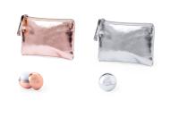 Lote de 20 monederos de polipiel y bálsamo de labios redondo aroma vainilla en oro rosa y plata - regalos para invitadas de boda comuniones bautizos aniversarios cierre de cremallera y tirador a juego regalos originales para invitadas - details 0
