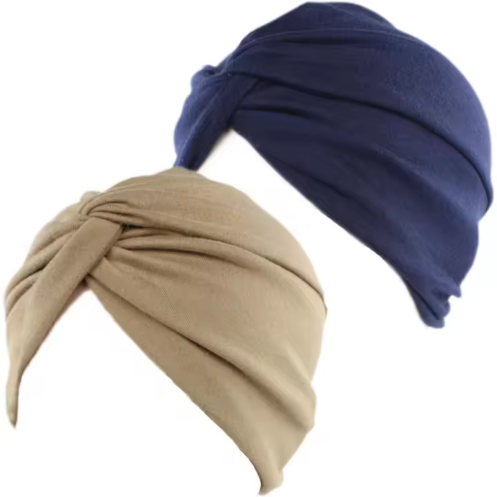 2 Piezas Gorros Turbantes para Mujer Pañuelos Cabeza Mujer Gorros de Dormir Algodón Elástico Frontal Cruzado Gorro Turbante Velo Mujer para Pérdida de Melo - 1