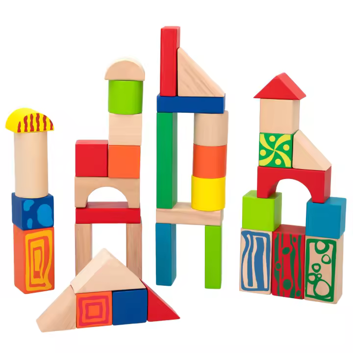 WOOMAX Bloques construcción de madera 50 piezas - 1