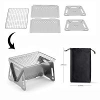 Parrilla De Camping BBQ De Acero Inoxidable Plegable Para Exterior Estilo De Cocina Al Aire Libre Stove De Carbón Material De Madera - details 5