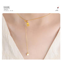 Collar con colgante de corazón de oso, diseño geométrico hueco de oso de amor, hebilla extraíble, collar de clavícula de acero de titanio ajustable, cadena de acero oxidado chapada en oro, accesorios de joyería para el cuello, regalo de fiesta para mujer - details 5