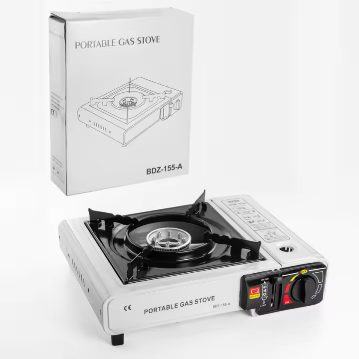 Blanco Horno portátil para exteriores, Embalaje con caja de color，estufa de gas ajustable de 2900 W, estufa liviana, equipo de cocina para acampar, equipo de emergencia, perfecto para cocinar en campamentos, compatible con carrito o cilindro de gas. - 1