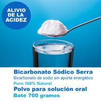 Bicarbonato sódico Serra 700 gramos - Vit Ol Amin Bicarbonato ayuda a aliviar la acidez y pesadez de estómago (Pirosis). También es un aliado perfecto en cocina y repostería y puede utilizarse para limpieza de plata, etc. - details 0