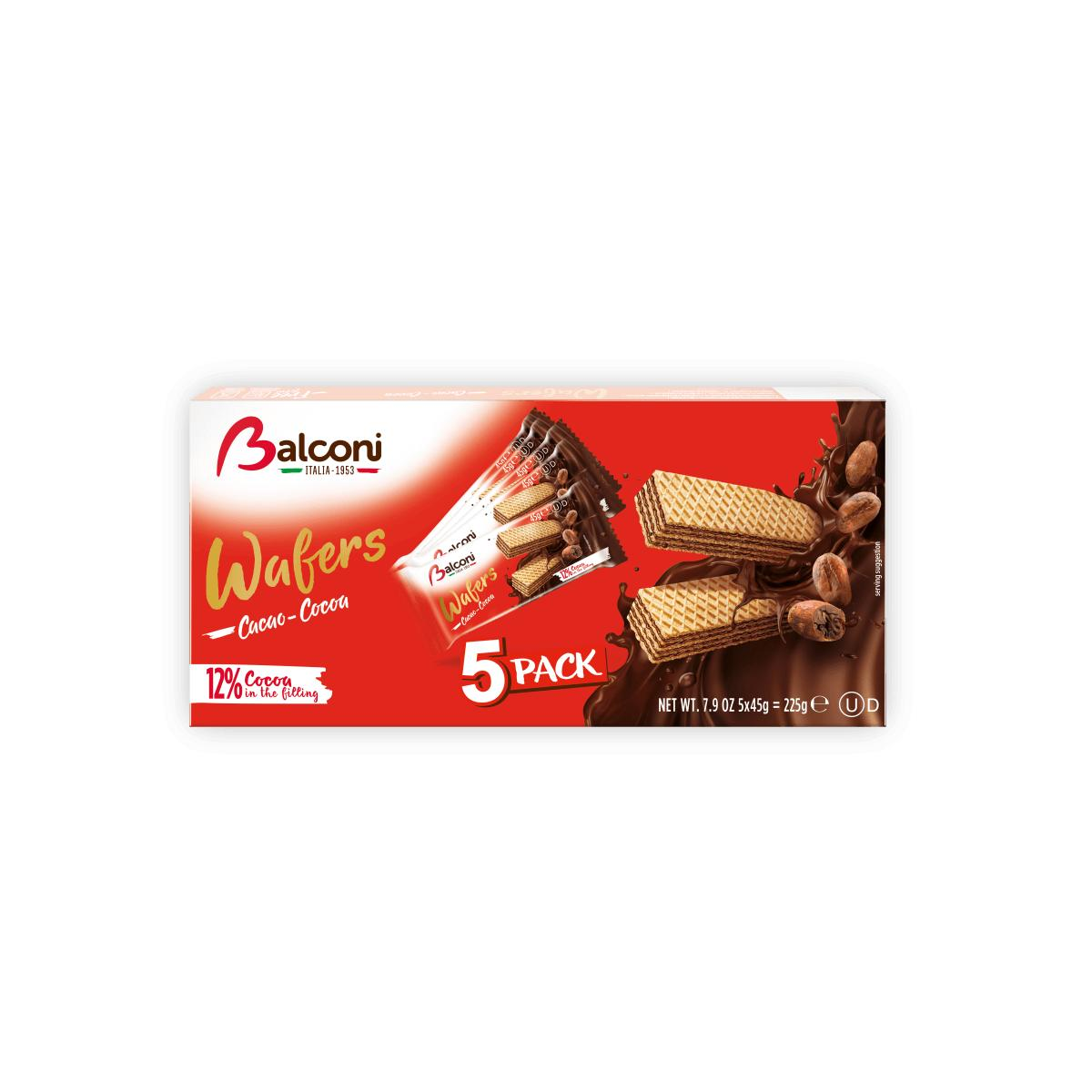 Balconi Wafer - Sabores: Nocilla, Cacao, Mini Cubitos Vainilla - Pack de 5 unidades. Irresistibles barquillos