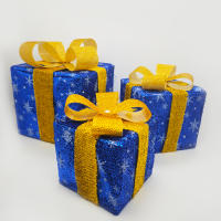 3PCS Caja De Regalo Navideña Con Luz Y Lazo LED Decoración Festiva Para Interior Y Exterior Material Plástico - details 13