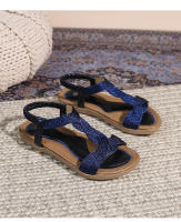 Nuevos zapatos de playa de alta gama de verano, ligeros, de lujo, a la moda, con diamantes de imitación, zapatos casuales para mujer, sandalias planas con banda elástica y punta con clip - details 35