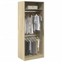 vidaXL Armario de madera de ingeniería 80x50x200 cm en color Negro/Marrón roble/Roble ahumado y más | almacenamiento funcional diseño moderno para baño dormitorio sala - details 3