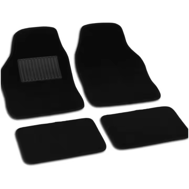 "KROWN Alfombrillas Universales de Moqueta para Coche, Elegancia y Protección con Talonera de Goma, Lavables y Antideslizantes, Diseño Sofisticado en Color Negro" - 1