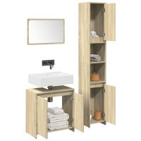 vidaXL Set muebles de baño 2 piezas madera contrachapada en color Roble Sonoma/Gris hormigón | almacenamiento funcional diseño moderno para baño dormitorio sala - details 1
