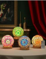 Lámpara De Mesa LED USB Estilo Bohemio Con Vidrio Tatuado Iluminación Cálida Para Decoración De Hogar Barra Dormitorio - details 5