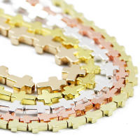 Cuentas De Piedra Natural Rosa Oroso 6/8/10MM Cruz Jesus Hematita Para Hacer Joyas Pulsera Collar DIY Color Oro Rosa - details 2
