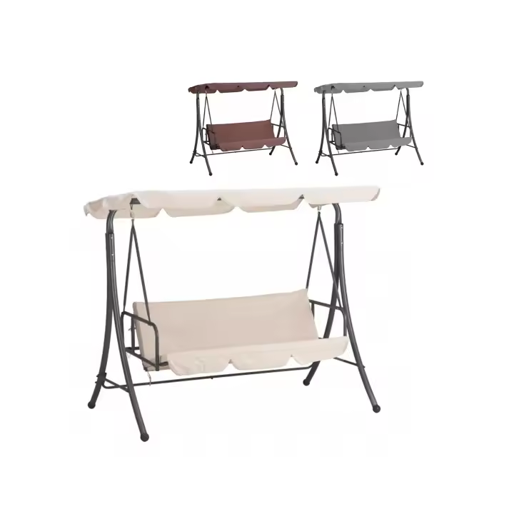 Mediawave Store Rack Garden Bed ARIZONA 3 Asientos Parasol de techo Estructura de acero - 1