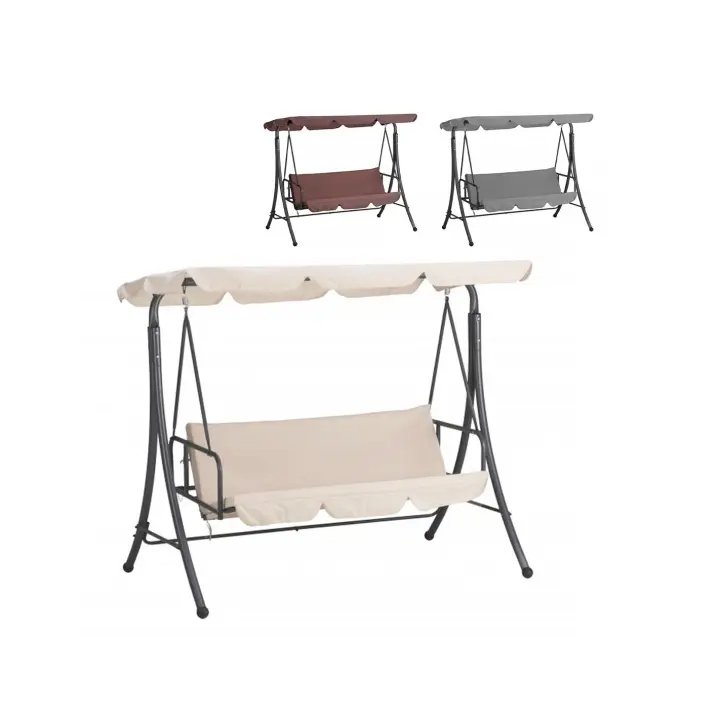 Mediawave Store Rack Garden Bed ARIZONA 3 Asientos Parasol de techo Estructura de acero - 1