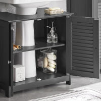 SoBuy Mueble para Debajo del Lavabo Armario de Baño de Suelo con 2 Estantes y 2 Puertas Gris Oscuro 60 x 35 x 58 cm FRG237-II-DG ES - details 2