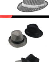 Sombrero De Moda Británica Para Hombres Nueva Colección Otoño-Invierno Estilo Jazz Con Rayas Adecuado Para Adultos Formales - details 0