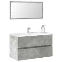 vidaXL Armario de baño con espejo madera de ingeniería gris hormigón - details 0