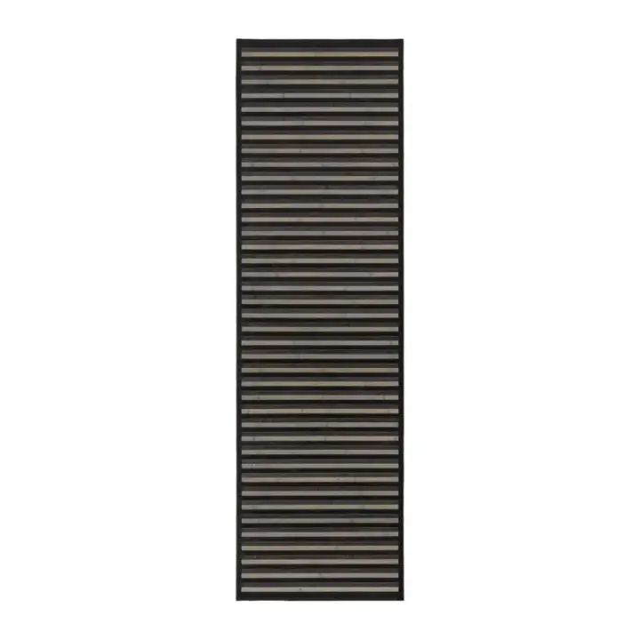 Dcasa Alfombra pasillera de bambú negra de 60 x 200 cm - 1