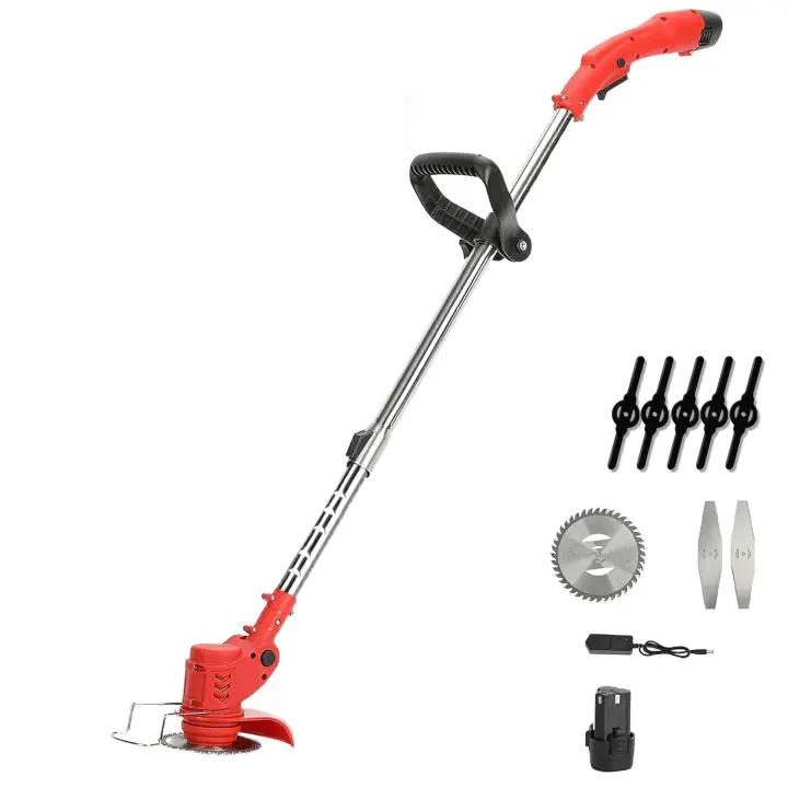 Cortadora de césped eléctrica sin cuerda 21v 18000 RPM cortadora de césped eléctrica jardín cortadora telescópica ajustable de malas hierbas con 1 batería - 1