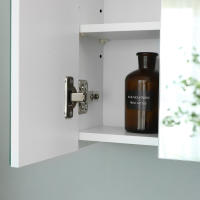 Espejo para baño con armario de pared, almacenamiento elegante de 3 puertas, 60x15x55 cm, con estantes ajustables, color blanco - details 3