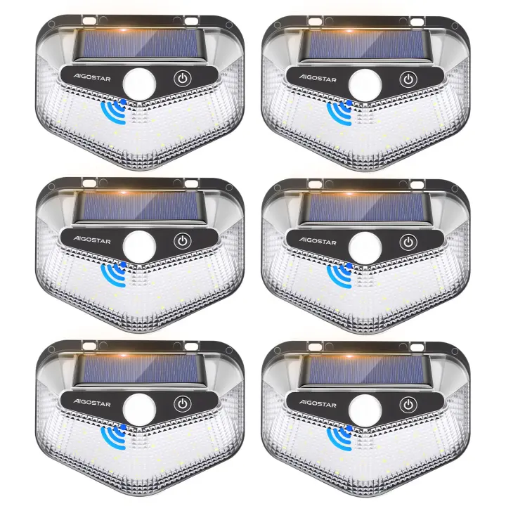 Aigostar Luce Solare LED Esterno con Sensore di Movimento,4 Pezzi,270° Illuminazione Lampada Solare da Esterno,3 Modos Faretto Led da Esterno Solare,IP65 Impermeabile luci solari per Giardino,Parete - 1