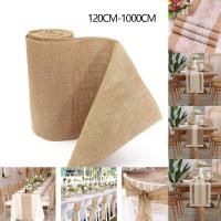 Corredor De Mesa Vintage De Lino Y Juta Natural 30cm X 1000cm Para Decoración De Boda Y Fiesta Rural En Casa Color Caqui - details 3