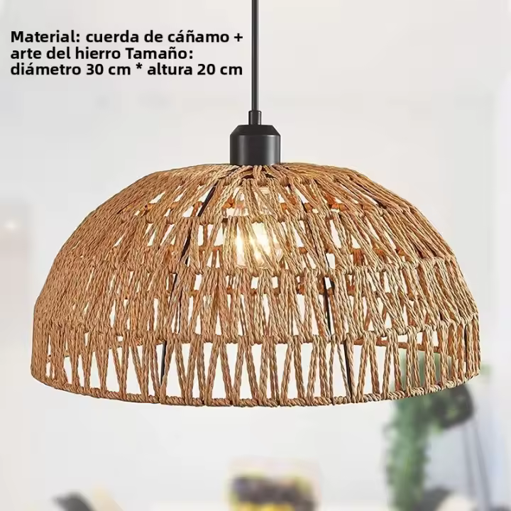 Lámpara Colgante Estilo Japonés De Henequén Para Comedor Dormitorio Sala De Estar Artesanal E27 Bola Burbuja - 1