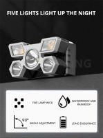 Linterna Frontal LED Recargable Super Brillante Con Batería 18650 Integrada Para Camping Pesca Aventura Al Aire Libre Impermeable Con Modos De Interruptor Alto/Medio/Bajo - details 6