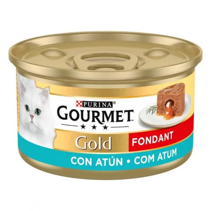 Gourmet Gold Fondant Atún en Lata para Gatos. Pack 24 Latas - Alta Calidad y Textura Doble - 1