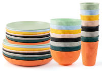 Juego De Cubiertos De Estraw Trigo 4Pcs Incluye Taza Y Plato Portátil Para Picnic Y Camping Juego De Comedor Ecológico - details 5