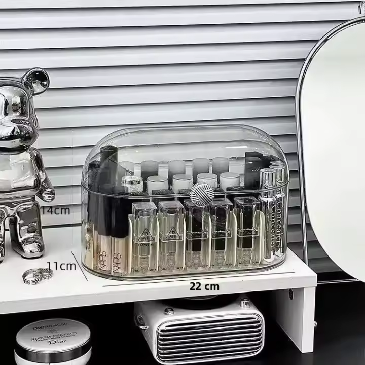 Organizador De Labiales Acrílico Con 20 Slots Y Tapa Caja De Almacenamiento Para Maquillaje Resistente Al Polvo Giratorio Para Cosméticos - 1
