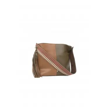 Bolso Bucket Pergamino Bicolor | Asa de Cinta | Cierre en Cremallera - 1
