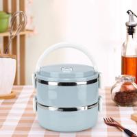 Fiambrera portátil de acero inoxidable azul con aislamiento térmico para fideos de arroz, contenedor de alimentos (doble capa) - details 0