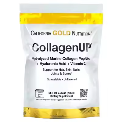 CollagenUP, Colágeno marino hidrolizado con ácido hialurónico y vitamina C, Sin sabor, 206 g de California Gold Nutrition - 1
