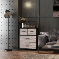 HOMCOM Cómoda con 4 Cajones de Tela Plegables, Cómoda para Dormitorio Industrial con Estante Abierto, Marco de Acero, Cajonera para Espacios Pequeños, Sala de Estar, Vestidor, Baño, Gris - details 3