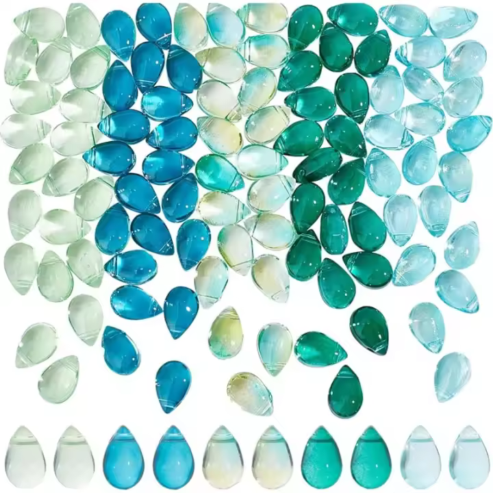 100 Pcs Perlas De Vidrio Bohemio En Forma De Gota Con Polvo De Oro Transparentes Y Brillantes Colgantes Sueltos Para Manualidades - 1