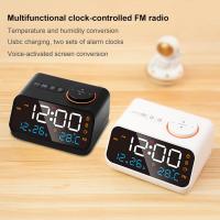 Alarm Clock Radio for Bedrooms Clock Radio with AM/FM Dual Alarm with Voice Control Temperature and Humidity Conversion USB Charger Sleep Timer Digital Clock Radio - details 2