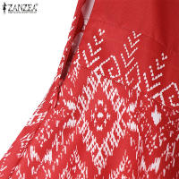 ZANZEA Vestido Elegante Para Mujer Con Estampado Étnico Manga Flor De Pétalo Cuello Cuadrado A-Line Longitud De Rodilla Vestidos De Fiesta Verano - details 10