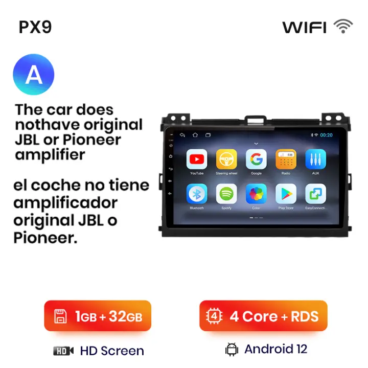 AWESAFE PX9 inalámbrico CarPlay Android Auto Radio para Toyota Land Cruiser Prado 120, 2004 2005 2006 2007 2008 2009 coche reproductor multimedia GPS 2 din autoradio volante controles RDS Bluetooth - 1