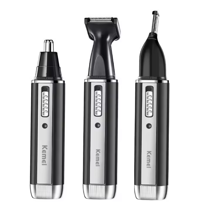 Kemei 4 En 1 Recargable Afeitadora De Nariz Y Barba Para Hombres Micro Afeitadora Limpiador De Pelo De Nariz Y Orejas Set De Aseo - 1