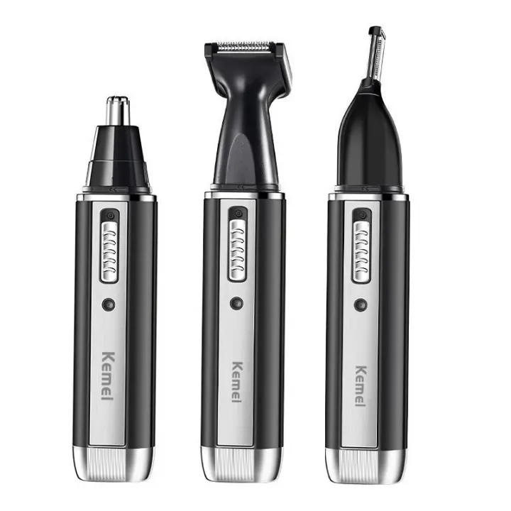 Kemei 4 En 1 Recargable Afeitadora De Nariz Y Barba Para Hombres Micro Afeitadora Limpiador De Pelo De Nariz Y Orejas Set De Aseo - 1