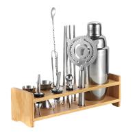 Juego De Bartender Para Cocteles Con Soporte De Madera Portátil Y Estable Para Fiesta Boda Casa Bar Principiantes Herramienta Organizador De Almacenamiento De Barra - details 1