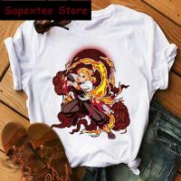 Camiseta De Anime Japonés Demon Slayer Kimetsu No Yaiba Para Mujer Dibujos Animados Kawaii Rengoku Camiseta Gráfica Tanjirou Kamado Tshirt Casual Manga Corto Algodón Poliéster Estilo Clásico - details 1