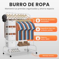 RELAXTY Burro Ropa Resistente Doble con Soporte, 146x110x54cm, Metálico, Perchero de Ropa con Zapatero - details 3
