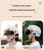 Casco De Motocicleta Eléctrico Con Protección De Orejas Certificado Dot Seguridad Universal Para Todas Las Estaciones Medio Para Adultos Estilo Medio Con Orejas De Gato - details 17