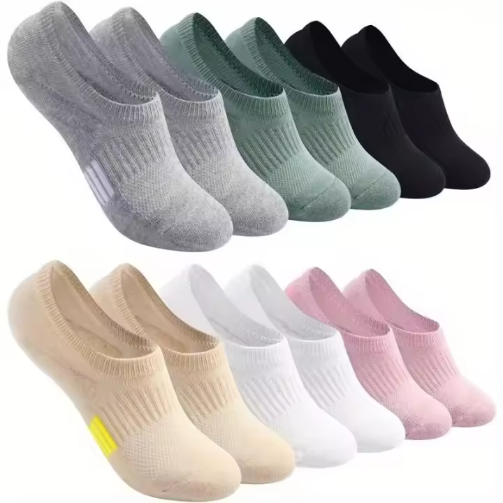 6 Pares De Calcetines De Tobillo Para Mujer Sólidos Y Transpirables Calcetines De Bote Bajo Para Mujer Calcetines Casuales De Algodón Y Spandex - 1