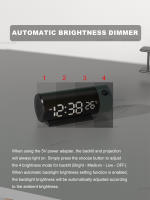 Reloj De Alarma Con Proyector Digital Rotativo De 180° Y Dimmer De Brillo Automático Para Dormitorios Mostrador Circular Moderno Material Plástico - details 3