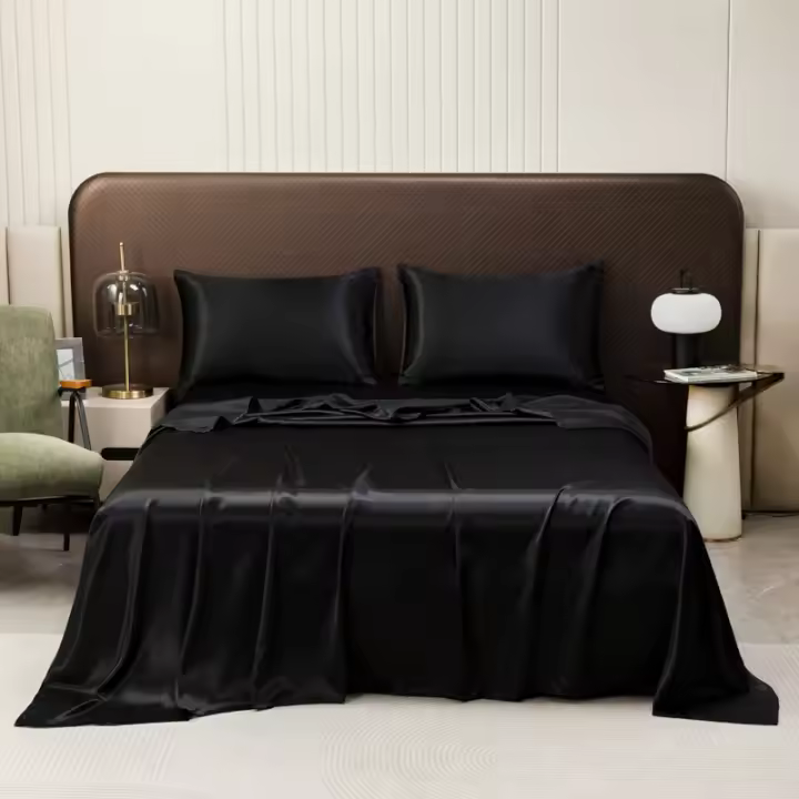 Satinado Sábana De Verano Suave Y Frío Con Fundas Para Cojines Tamaño Single/Queen/King Seda Poliéster 400TC Sólido Para Adultos - 1