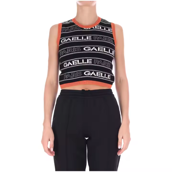 Top GAELLE PARIS de Punto sin Mangas con Logos Color Negro - 1